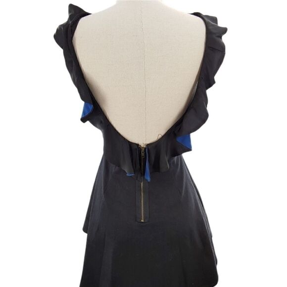 Luca Couture Black Skater Dress with Ruffle - Picture 6 of 13